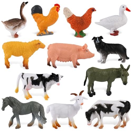 Image of Maxmoc 12pcs Farm Animals,Mini Animal Toys Plastic Realistic,Farm Toys Set Educational Playset for Tollders Kids for 2 3 4 5 6 7 Year Olds