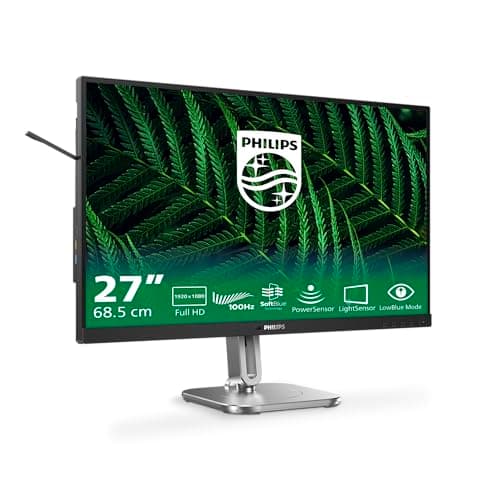 Image of Philips 27B2G5200-27 inch Full HD monitor, height adjustable, speakers, Adaptive Sync (1920x1080, 75 Hz, 1x D-Sub, 1x HDMI 1.4, 1x DisplayPort 1.2, USB Hub) dark/gray