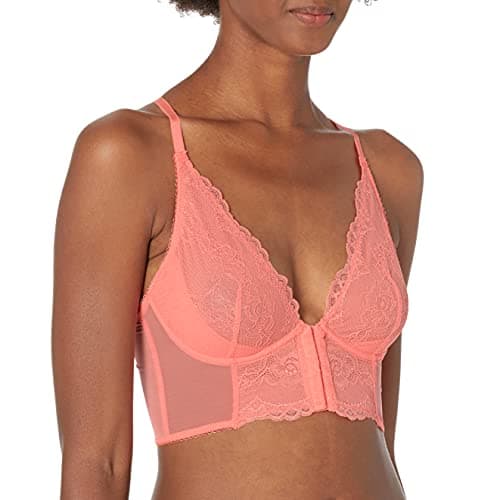 Image of Gossard Women's Superboost Lace Deep V Bralet Bra Neon Coral 30D