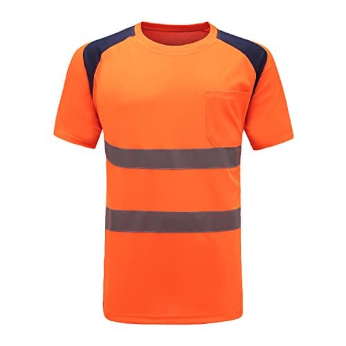 Image of 3XL-4XL Hi Vis T Shirt High Viz Tee Visibility Work T-Shirt Reflective Tape Security Breathable Workwear shirts(3XL-4XL, Orange)