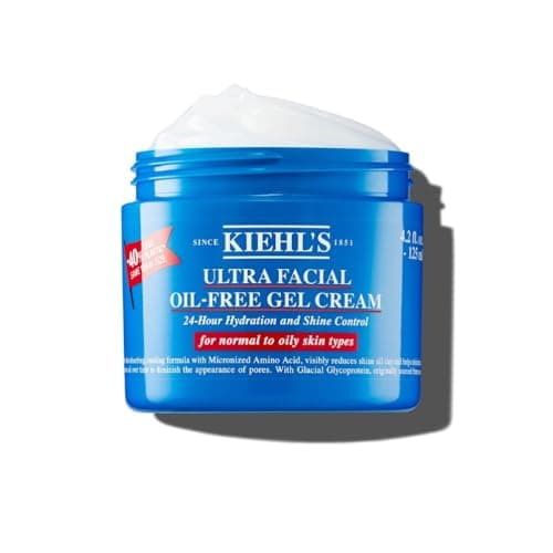 Image of Kiehl's Ultra Facial Oil-Free Gel Cream Moisturiser for Oily to Normal Skin, Shine-Reducing Cooling Daily Hydrator, Non-Comedogenic Alcohol-Free Fragrance-Free Balancing Formula
