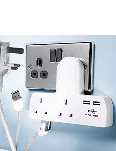 Image of STATUS USB Multi Plug Adapter, Double Port USB Power Adapter White, Double UK Plug Adapter, Cable Free Multi Plug, S2W2USBCFS6