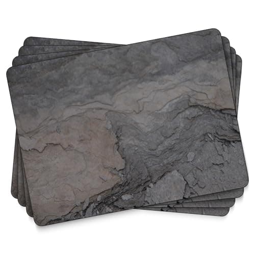 Image of Pimpernel Set of 4 Midnight Slate Placemats - Cork-Backed Table Mats, Multi-Color Design with Heat Resistance & Stain Protection for Everyday Dining, 40.1 x 29.8cm