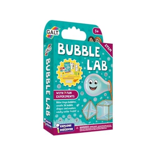 Image of Galt Bubble Lab - Explore and Discover Science Kit for Kids, Childrens Craft Set and Guide Book - 7 Fun STEM Experiments from 3D Bubble Shapes to Water Tricks - For Boys and Girls Ages 5 Years Plus