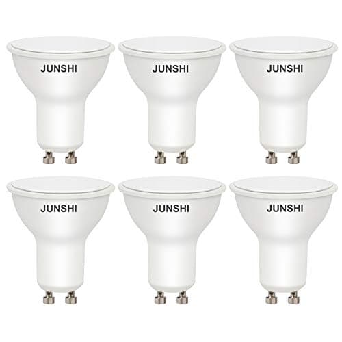 Image of JUNSHI GU10 6W LED Bulbs Cool White 6500K,50W Halogen Equivalent,450LM,120 Degree Beam Angle,AC220-240V LED Spotlight Bulb,Non Dimmable,Pack of 6