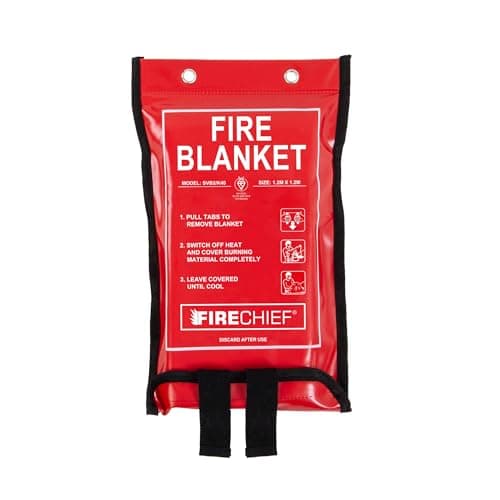 Image of Firechief Premium Kitemarked Fire Blanket 1.2m x 1.2m, Soft Case, Red - Medium Emergency Fire Blanket For Home, Kitchen, Garage - Kitemark Certified to BS EN 1869 - SVB2/K100-P Model