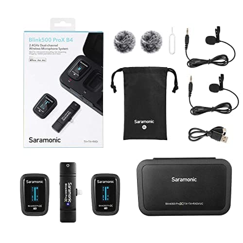 Image of Saramonic Blink 500 Pro X Wireless Mic System w/Lavaliers & USB-C Receiver for iPhone 15, Android, iPad, Mobile & Computers, Black (BLINK500 ProX B4)