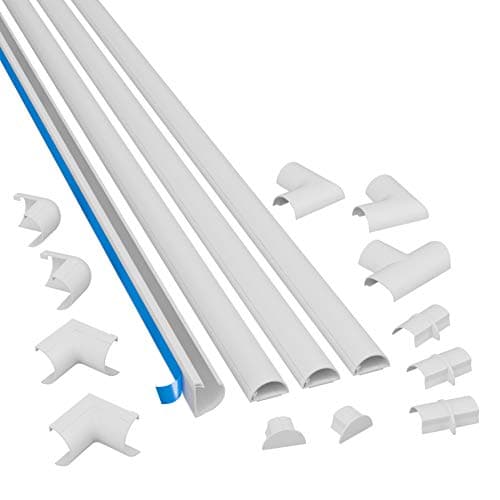 Image of D-Line Mini Cable Trunking 4-Meter Pack, Half Round Cable Cover, Paintable, Self-Adhesive Wire Cover, Hide TV Wires, Cable Management - 4x 30mm (W) x 15mm (H) x 1m Lengths & Accessories - White