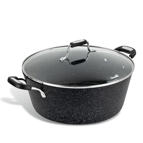 Image of Scoville NEVERSTICK 32cm Stock Pot with Lid, Large Non-Stick Deep Cooking Pot, 8L, Suitable for All Hobs Including Induction, Perfect for Batch Cooking, Dishwasher Safe, PFOA Free, Aluminium, Black