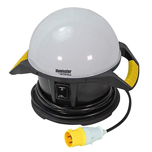 Image of Faithfull FPPSLTL50L Illuminator LED 110v Low Voltage Powered Work Light 50W - 4000Lm with Power Take Off Socket, (Link up to 15 Units). 5M Cable