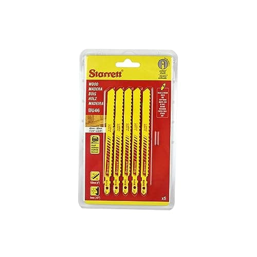 Image of Starrett Wood Cutting Jigsaw Blades - 5 Pieces BU46 Unified Shank 6 Teeth Per Inch Bi-Metal Fast Straight Cuts Saw Blade Set - Compatible With Bosch Dewalt Hitachi Festool Milwaukee