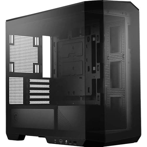 Image of MSI MAG PANO M100L PZ Micro-ATX PC Case - Micro-ATX Capacity, GPU Support Stand, Level Indicator, Dust Filters, 33 mm Cable Routing Space, USB Type-C (20Gbps)