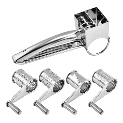 Image of Namvo Stainless Steel Cheese Grater Rotary Handheld Kitchen Craft Metal Interchangeable Rotary Hand Crank Cheese Grater Suitable For Cheese Chocolate Nuts Small Vegetables
