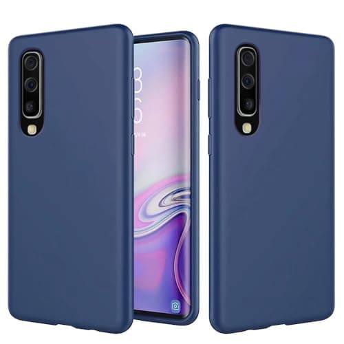 Image of MUTOUREN Phone Case Compatible with Samsung Galaxy A50 TPU Liquid Silicone Gel Rubber Soft Cover Anti-Scratch Shockproof Case, Dark Blue