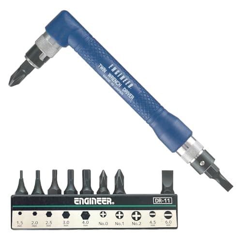 Image of Double Ended Angled Screwdriver with Assorted bits ('Twin Wrench' Driver). Made in Japan. ENGINEER dr-07
