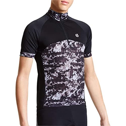 Image of Dare 2b Stay The Course' Lightweight Quick Drying 3/4 Zip Reflective Cycle Jersey Cycle Tops - Black/Black, Large