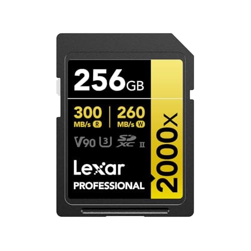 Image of Lexar Professional 2000x SD Card 256GB, SDXC UHS-II Memory Card, Up to 300MB/s Read, 260MB/s Write, Class 10, U3, V90 SDXC Card for DSLR, Full-HD Cinema-Quality 8K Video Cameras