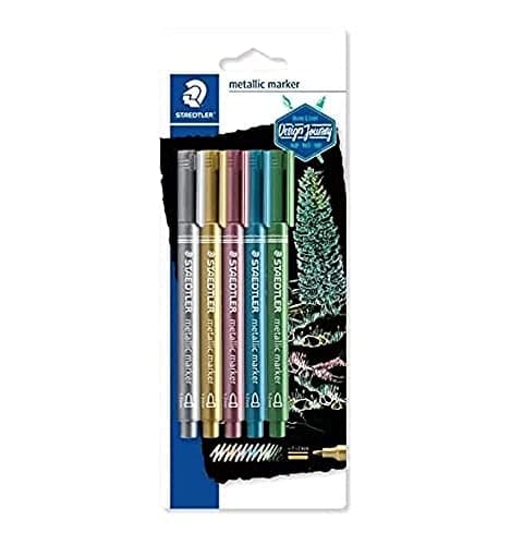 Image of STAEDTLER 8323-S BK5 Metallic Markers - Assorted Colours (Pack of 5)