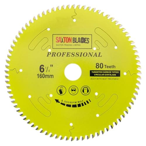 Image of Saxton TCT16080TPRO Professional Range TCT Circular Blade 160mm x 80T x 20mm bore, 16mm ring