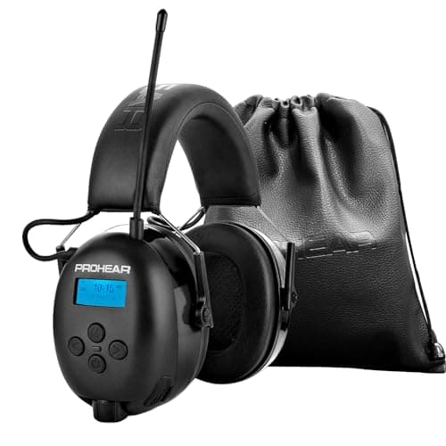 Image of PROHEAR 033A Upgraded 5.3 Bluetooth Ear Defenders, DAB+/FM Radio Headphones, USB-C Rechargeable Wireless Ear Defender, Safety Earmuffs for Lawn Mowing, 31dB Noise Reduction - Black