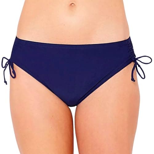 Image of Scuba Ladies Swimwear Women's High Waist Ruched Bikini Briefs Swim Bottoms Mix & Match Plain UK Seller - Navy - Size 14