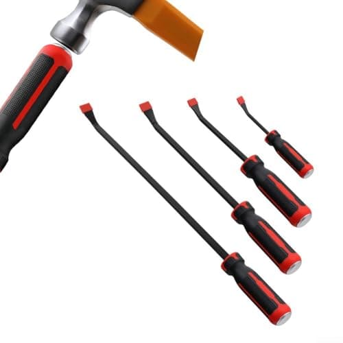 Image of Heavy Duty Chrome Vanadium Steel Pry Bar Set with Multiple Lengths and Thick Strike Cap Handle for Secure Hammering and Prying Applications (4pcs set)