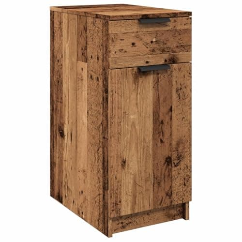 Image of vidaXL Desk Cabinet Cupboard Storage - Old Wood Engineered - Brown, 33x50x75 cm - Modern Multi-Purpose Drawer and Compartments for Living Room/Home Office