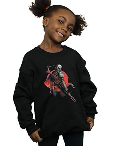 Image of Absolute Cult Star Wars Girls The Mandalorian Blaster Rifles Sweatshirt Black 5-6 Years