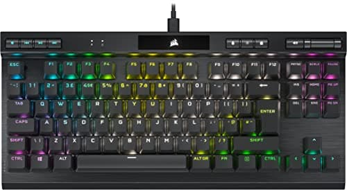 Image of Corsair K70 RGB TKL CHAMPION SERIES Tenkeyless Optical-Mechanical Wired Gaming Keyboard – OPX Linear Switches – PBT Double-Shot Keycaps – iCUE Compatible – QWERTY UK – Black