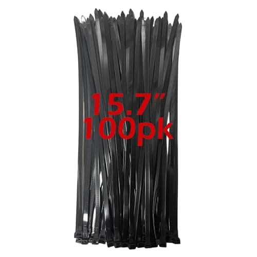 Image of 100PCS Heavy Duty Cable Ties 400mm x 7.6mm Black Zip Ties Large Thick Heat Resistant Zipties, Big Wide Wire Ties, Industrial Tie Wraps for Outdoor Use