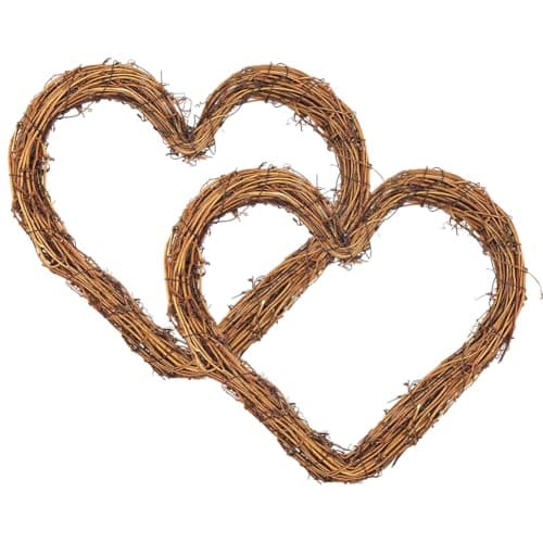 Image of JOYWU Heart Shaped Grapevine Wreath Frames,2 Pcs 40cm DIY Crafts Heart Wreath Rings,DIY Unfinished Rattan Vine Branch Wreath,Heart Shape Rustic Twigs Wreath Base,Holiday Party Supplies