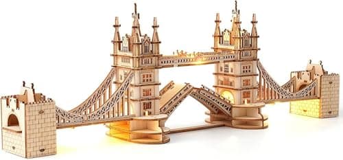 Image of ROWOOD 3D Wooden Puzzle Tower Bridge Model Kit for Adults to build, DIY Wooden Model Building Construction Craft Kits, Ideal For Christmas And Birthday Gift