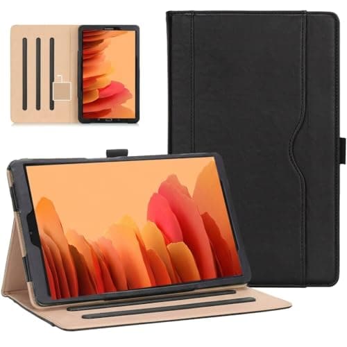 Image of World biz Case for Samsung Galaxy Tab A7 10.4” 2020 2022(SM-T500/ T503/ T505/ T507/T509) PU Leather Folio Flip Cover, Multi-Angle Viewing Smart Stand Cover with Pocket Auto Wake/Sleep - Black