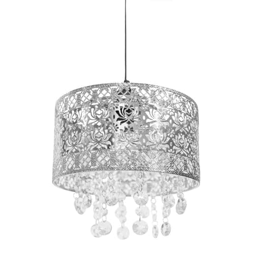 Image of ValueLights | Silver Moroccan Style Drum Light Shade | Pendant Lights, Home Décor & Improvement Essential | 22cm Shade Width