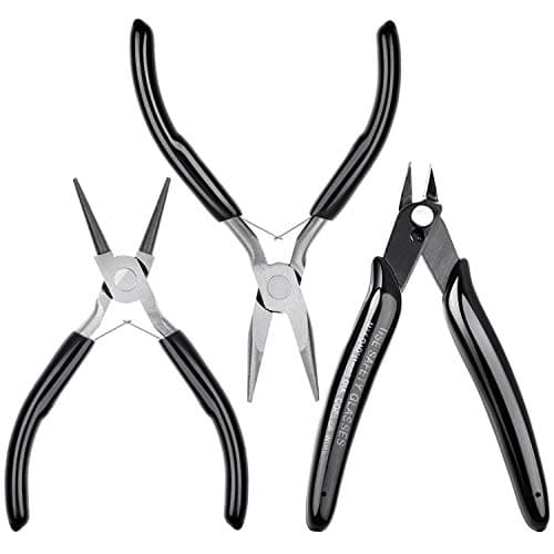 Image of Cridoz Bead Pliers Set - Needle Nose, Round Nose, Wire Cutter for Jewelry Making, Beading, Craft (3 Pliers)