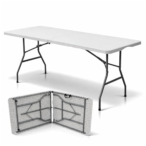 Image of Oypla Heavy Duty Folding Catering Garden Trestle Table - 6ft, White