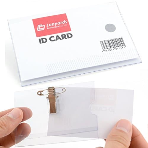 Image of CKB Ltd® Pack of 50 Professional Clip On Clear Plastic ID NAME BADGES With Crocodile CLIP And Safety PIN - INCLUDES BLANK CARD INSERTS 9 x 6cm CREDIT CARD PVC WALLET Visitors Badge Combi Clips Holders