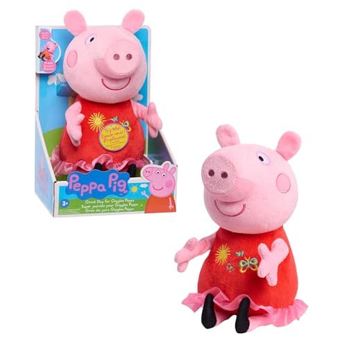 Image of Just Play Peppa Pig Great Day for Giggles Peppa 22.9 cm Plush with Music and Sound, Giggles and Snorts, Kids Toys for Ages 3 Up