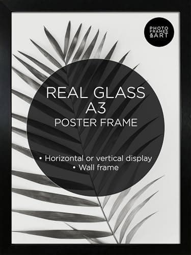 Image of pf+a REAL GLASS A3 Black Frame Glass - PREMIUM A3 Picture Frame Black - Oxford A3 Print Portrait and Landscape Display