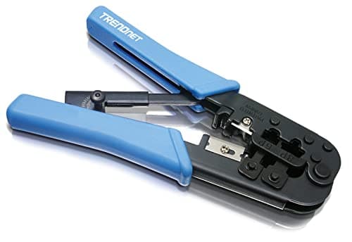Image of TRENDnet Crimping Tool, Crimp, Cut, and Strip Tool, for Any Ethernet or Telephone Cable, Built-in Cutter and Stripper, 8P-RJ-45 and 6P-RJ-12, RJ-11, All Steel Construction, Black, TC-CT68