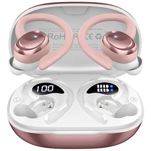 Image of Hupoaf Wireless Earbuds, 2025 Bluetooth 5.4 Headphones Sport, Hi-Fi Stereo Deep Bass Earphones, 4 ENC Noise Cancelling Mic, 50Hrs USB-C IP-X7 Waterproof in Ear Bud Running Gym Workout for Android iOS