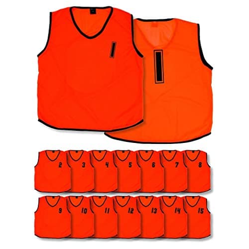 Image of Precision (Pack of 15) Mesh Numbered 1-15 Training Bibs (Youths, Adult) Fluo Orange Youths
