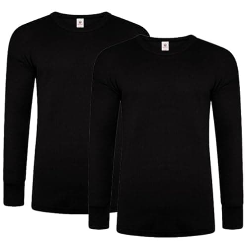 Image of DOLCE ENVY Men's Thermal 2 Pack Long Sleeve Tops Warm Base Layer for Winter Suitable for Daily Use High Performance Full Sleeves Tops (Large, Black)