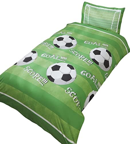 Image of Rapport Home Goal Football Single Duvet Cover and Pillowcase Set, Green