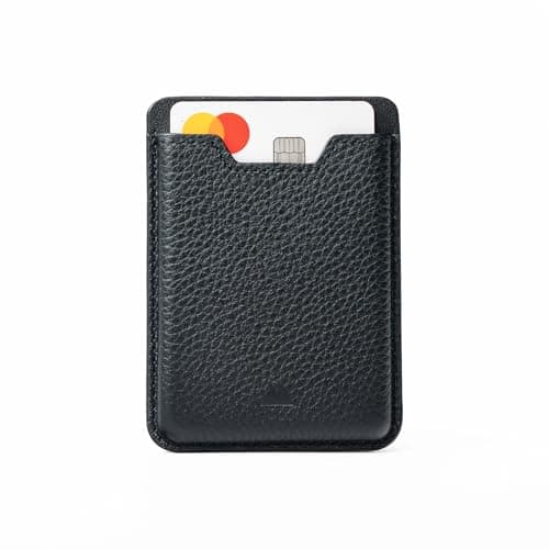 Image of Mous MagSafe Compatible Wallet Card Holder – Cell Phone Magnetic Wallet for iPhone 17/16/15/14/13/12 Models – MagSafe Compatible Accessory - Black Leather