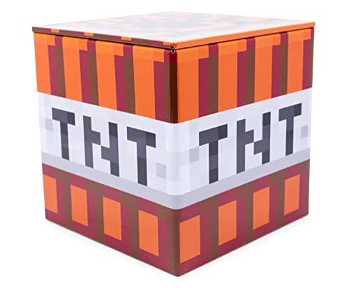 Image of Minecraft TNT Tin Storage Box Cube Organizer with Lid | 4 Inches, Red, RBF-16731-C