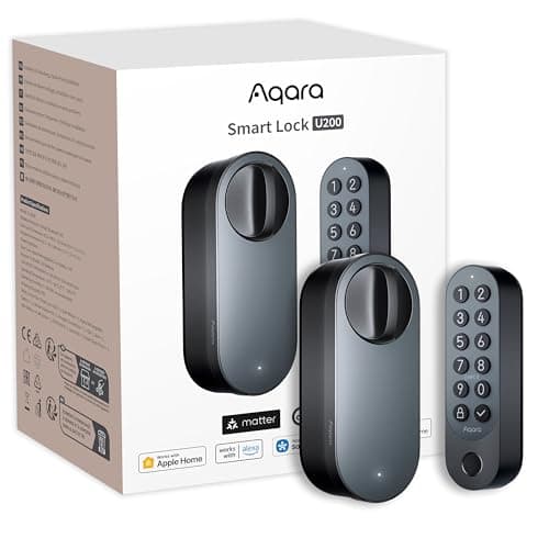 Image of Aqara Smart Lock U200 (Fingerprint Keypad Included), Matter over Thread, Smart Door Lock with Apple Home Key and Rechargeable Battery, Supports Apple, Google Home, Alexa and SmartThings, Black