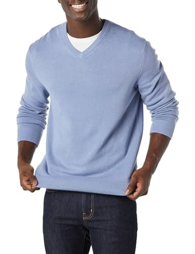 Image of Amazon Essentials Men's V-Neck Sweater (Available in Big & Tall), Light Blue, XX-Large