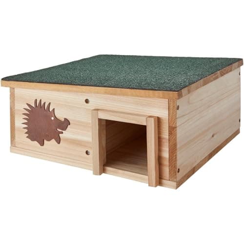 Image of Garden Gear Hedgehog House Fir Wood Garden Hibernation Box with Waterproof Pitched Roof Concealed Chamber Wildlife Shelter 40×40×19 cm UK