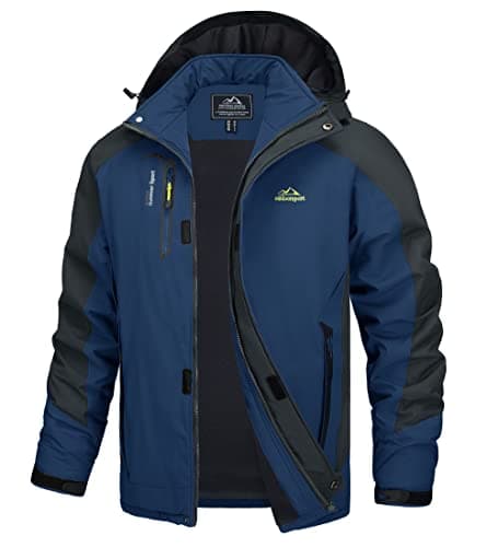Image of TACVASEN Mens Hiking Coat Outdoor Micro Fleece Waterproof Jackets Hooded lightweight Softshell jacket Denim Blue,S